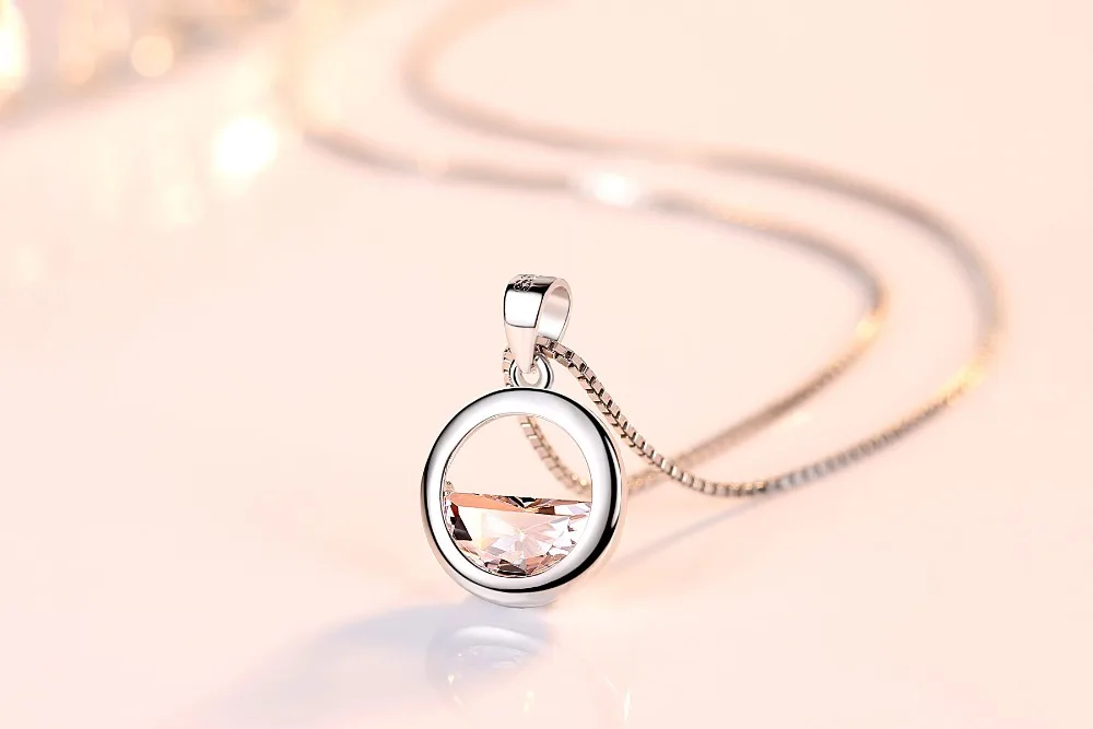 Милый минималистский стерлингового серебра 925 полый круглый Цепочки и ожерелья для девочек простой полукруг Neckless Для женщин аксессуар для