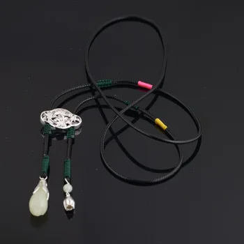 

new fashion jewelry hetian natural set chain S925 pure silver silver inlay process female necklace