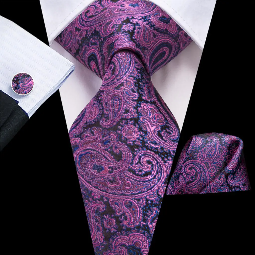 Мужской галстук шелковый галстук Цветочный фиолетовый Галстуки Подарок для свадебной вечеринки бизнес роскошный шейный галстук Hanky запонки набор 8,5 см Hi-Tie C-3192