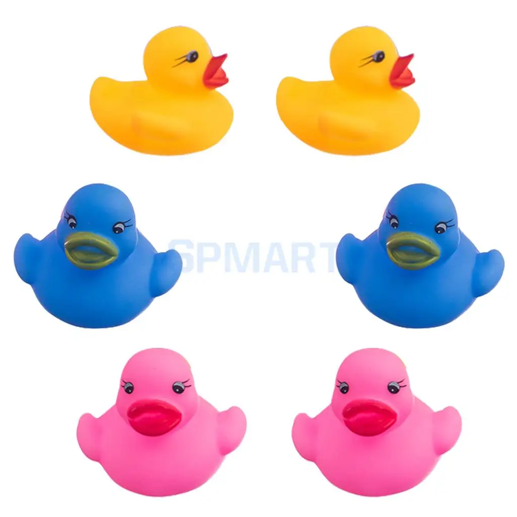 Многоцветные 6 шт. резиновые для плавания Squeak Ducks детские игрушки для ванной