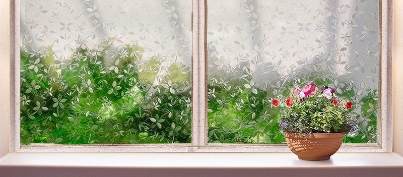 3D свежий цветочный узор декоративная пленка для стекла; полупрозрачные защитные оконные наклейки, самоклеящееся витражное окно из фольги