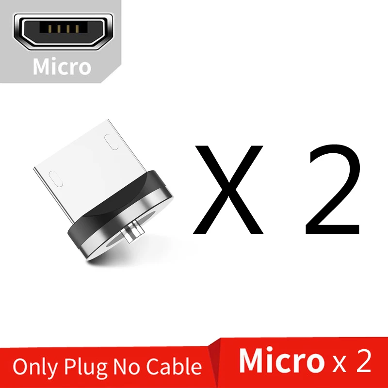 Магнитный светодиодный светильник USLION, кабель для быстрой зарядки, магнитный кабель Micro usb type C, светодиодный шнур, зарядное устройство type-C для Iphone samsung S10 - Цвет: 2 Pcs Micro Plug