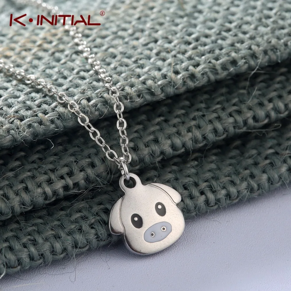 

Kinitial Stainless Steel Piggy Charm Necklaces for Women Men Fashion Lovely Animal Pig Necklace Pendant Jewelry collares 2019