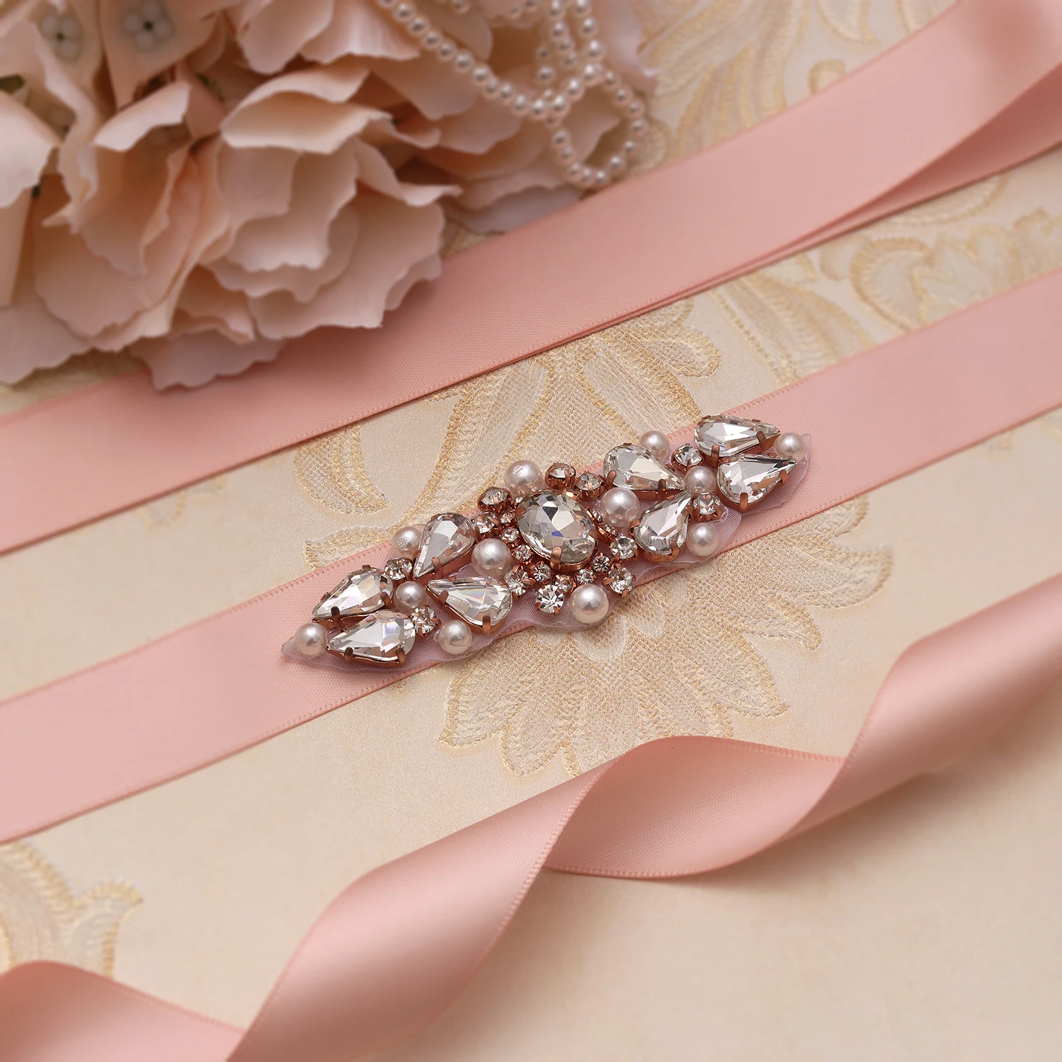 MissRDress жемчуг свадебный пояс розовое золото пояс невесты кристалл свадебный пояс Стразы и пояс для украшения свадьбы JK904