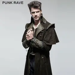 Панк Rave Костюмы холодный убийца Для мужчин длинное пальто с накидкой