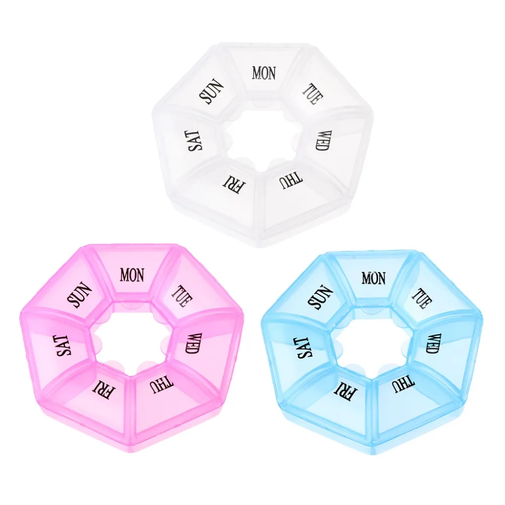 

ZLROWR 7 Day Weekly Round Box Medicine Tablet Case Container Storage Holder Organizer
