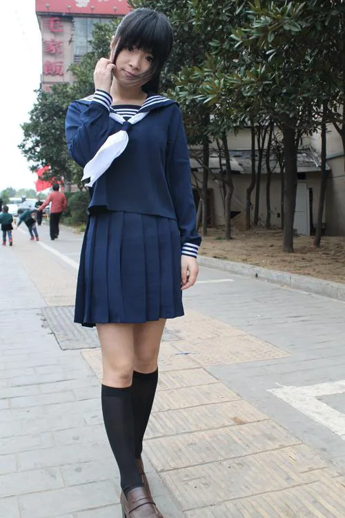 Японская классическая Темно-синяя Матросская Униформа с длинными рукавами белое полотенце для воротника японская школьная форма JK косплей сексуальная милая девушка