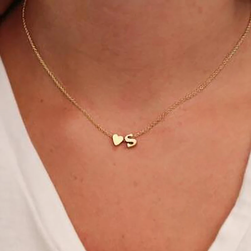 

gold chain fashion jewelry accessories jewellery neckless choker chocker best friends letter heart pendant necklace women 2N180