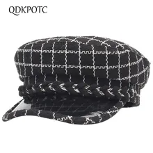 QDKPOTC Популярные осенне-зимние береты модные уличные клетчатые шляпы женские плоские кепки маляр шляпа козырьки для отдыха хлопковые шапки колледжа