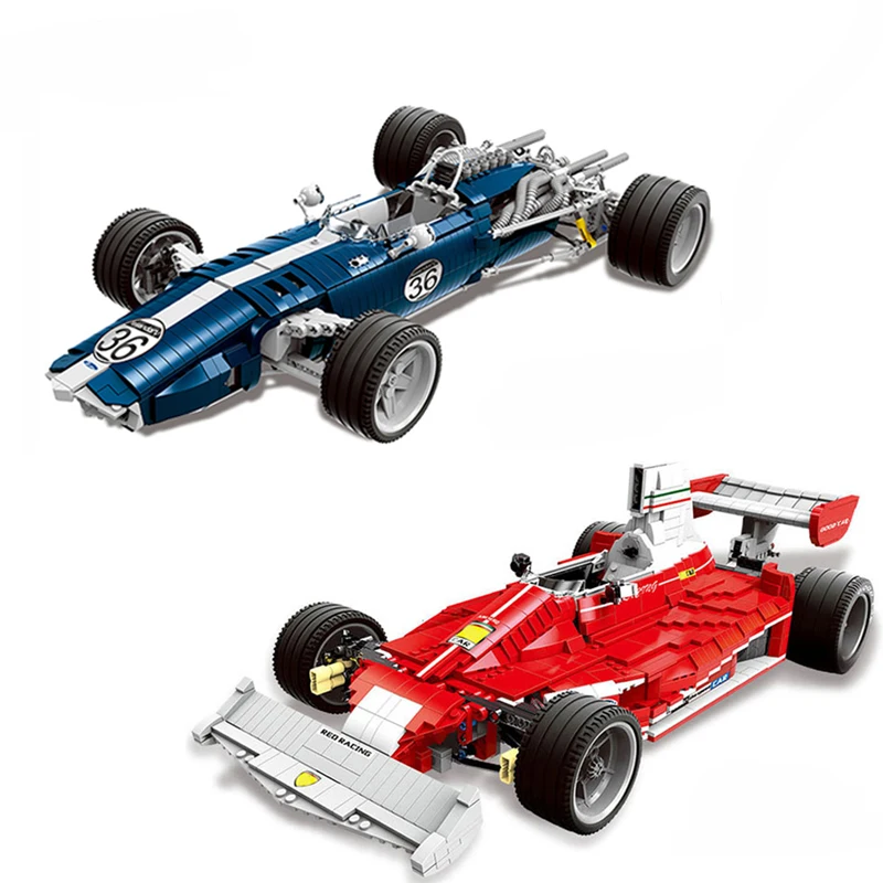 

DIY Genuine The Blue Racing Car Set Building Blocks Bricks Technic Red Car Toys for Children Gifts