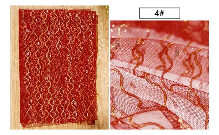 Сари ткань индийская блестящая Сетка кружевная ткань для шитья платья и танцевального костюма Рождественское украшение 90*150 см/шт tj04263 - Цвет: 4