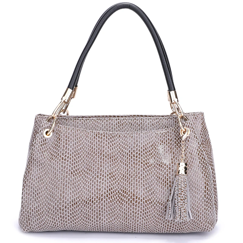 LY. SHARK, женская сумка, натуральная кожа, женская сумка, известный бренд, женская сумка на плечо, Змеиный узор, ручная сумка для женщин, высокое качество - Цвет: Gray B