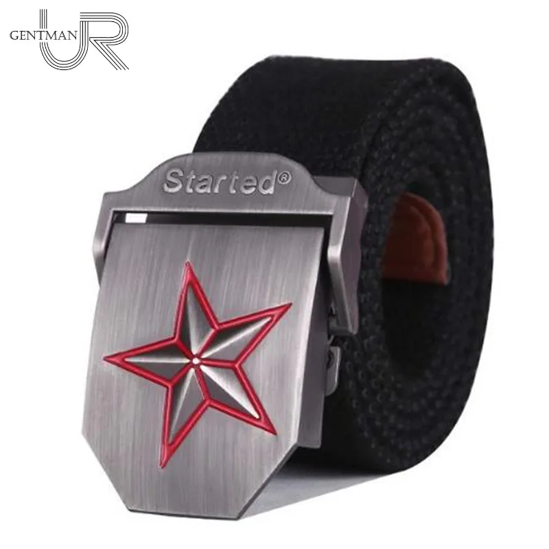 

Hot 3D-Red Star Buckle Military Belt Fashion Strong Canvas Army Tactical Belt Mens Top Quality Belts 10 Colors Luxury Strap