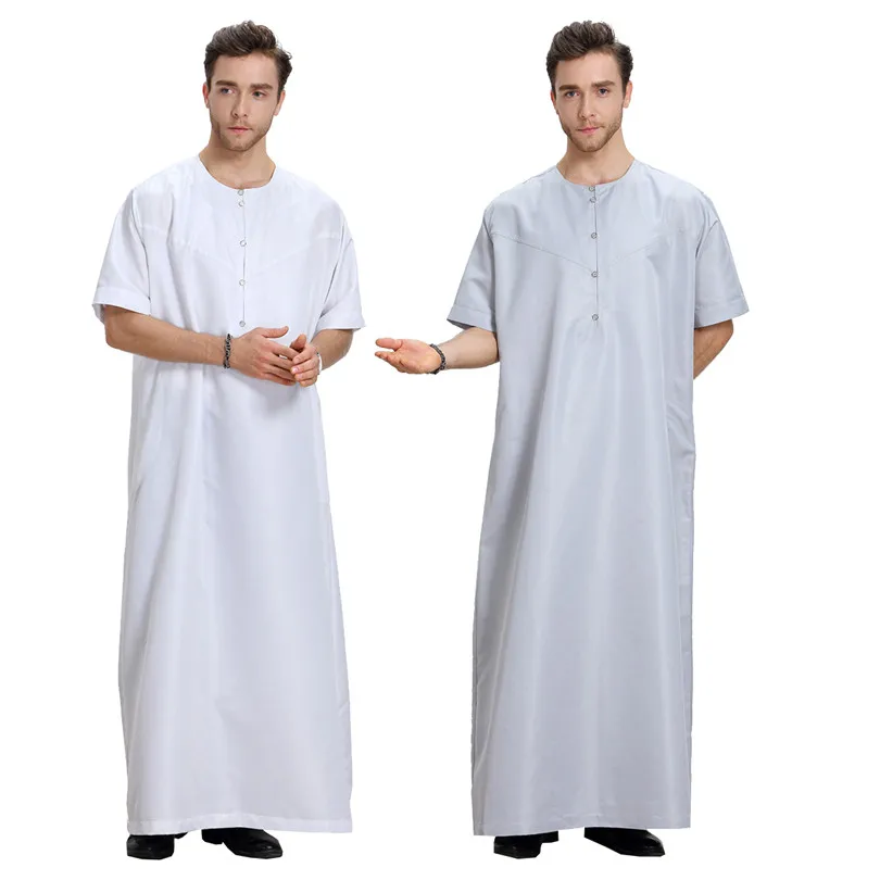 

Muslim Arabian Middle East Short Sleeve Pure Men Men Robe men muslim clothing Half-Sleeve Abaya For Men arab dress