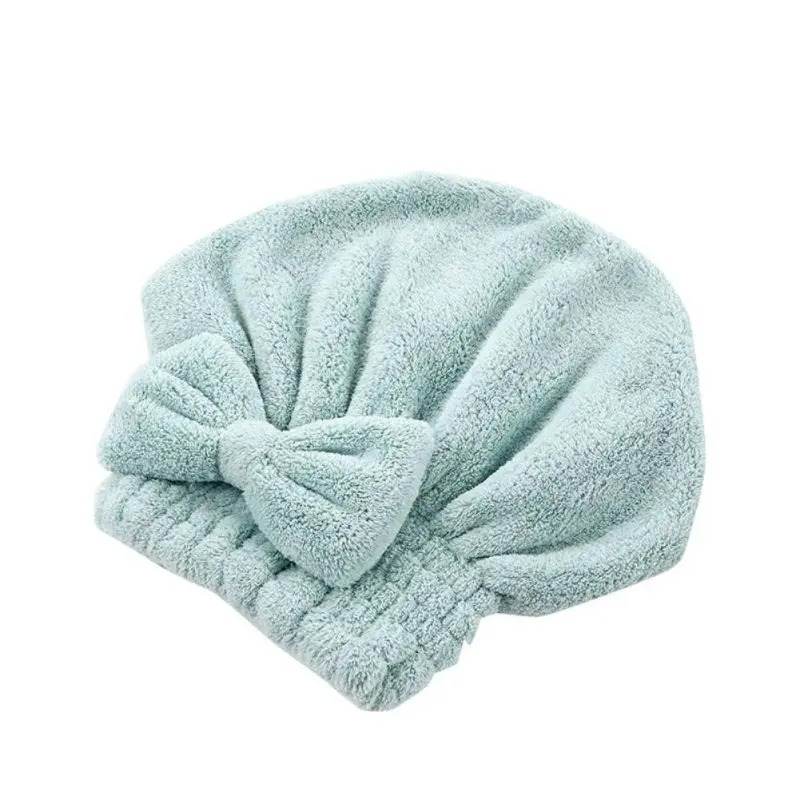 Домашняя утолщенная сухая шапочка для волос с бантиком, впитывающее полотенце для душа для ванной комнаты, мягкое тонкое волокно, сухая шапочка для волос, принадлежности для душа - Color: A4