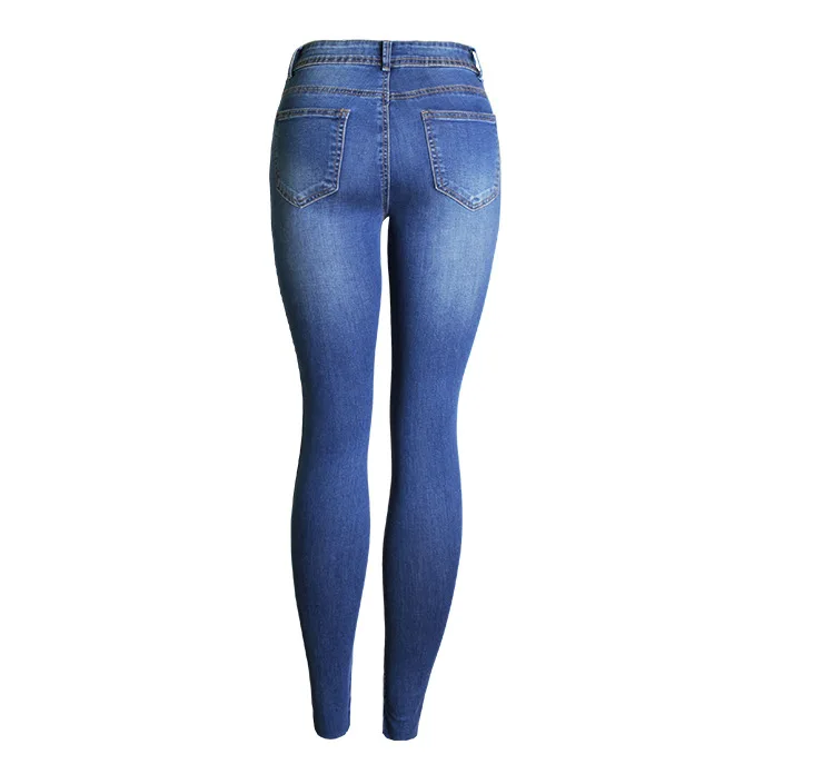 High Waist Jeans Embroidered Denim Pencil Pants Hot Fashion Stretchable Skinny Jeans Women Blue Color Slit Foot Jeans Female (8)