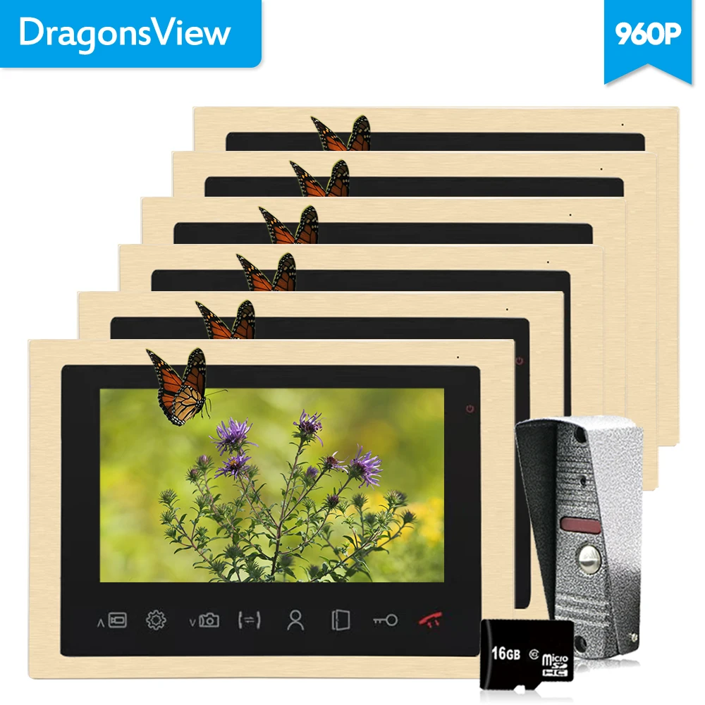 Dragonsview 10 дюймов AHD 960 P Проводная видеодомофон дверные звонки запись системы вызова панель день ночное видение водонепроницаемый движения