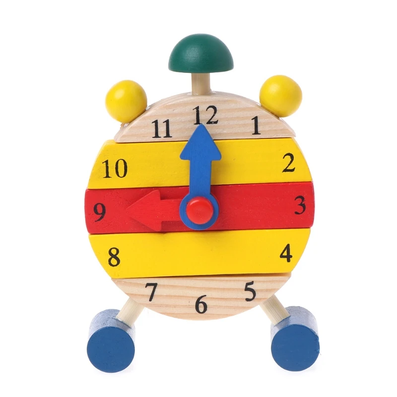 Removable Wooden Clock Toy Blocks Early Educational Time Clock Toys