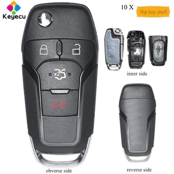 

KEYECU 10PCS/Lot Flip Remote Key Shell Of Ford - 3+1 Btns - Fob for Ford Fusion Edge Explorer 2013 2014 2015 FCC ID: N5F-A08TAA