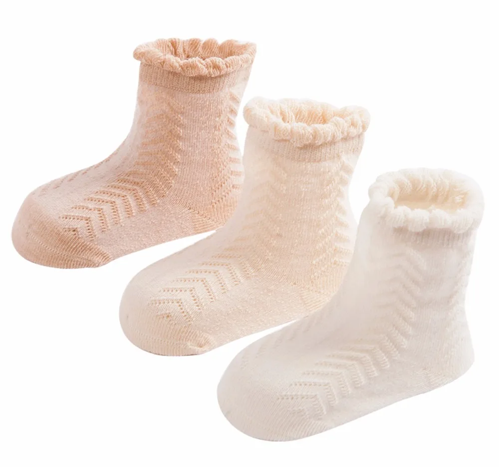 3 Pairs Unisex Baby Stripe Breathable Cotton Mesh Sock Baby Sock