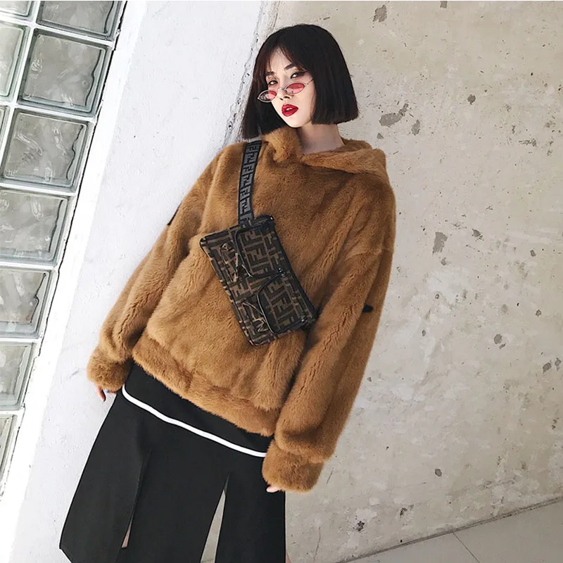 CAMEL M. Y. FANSTY, новинка, женская шуба из норки, шуба из натурального меха, крутая Шуба с меховым капюшоном, короткий длинный рукав, норковая шуба - Цвет: CAMEL