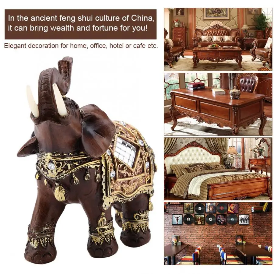 Лаки Фэн Шуй деревянная статуя слона скульптура богатство Статуэтка подарок украшение дома