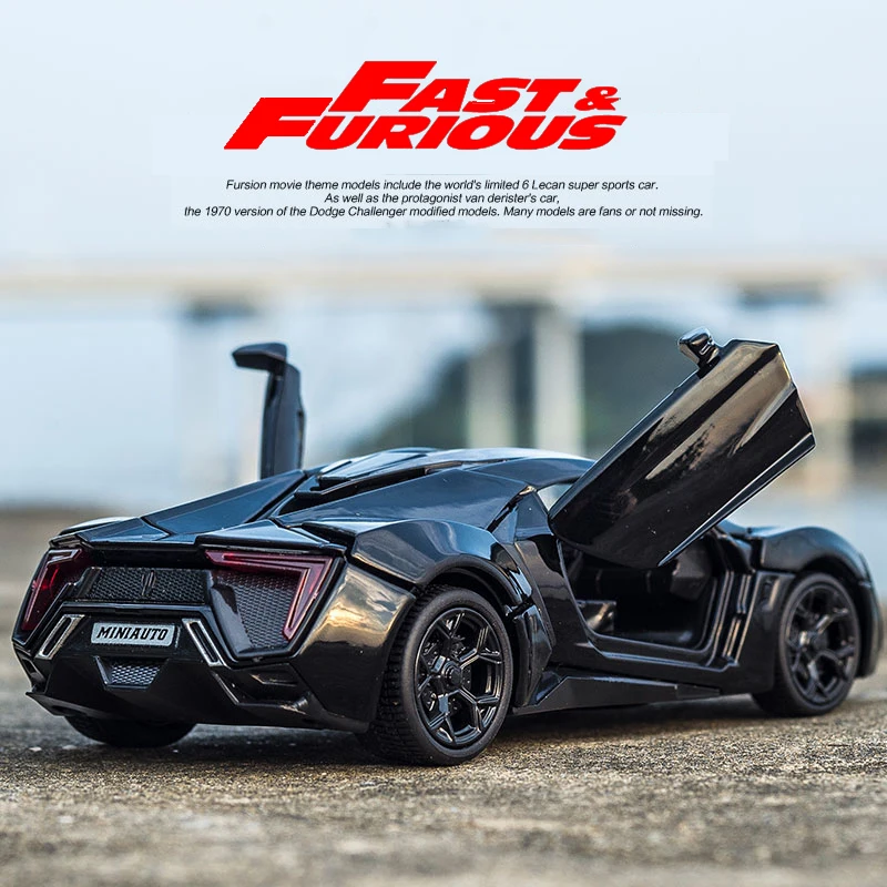 Модели автомобилей KIDAMI 1:32 из сплава Lykan Fast And Furious четыре цвета металлические
