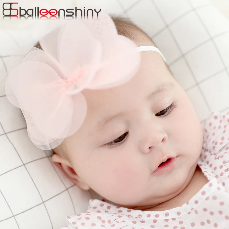 

BalleenShiny Baby Girls Bowknot Headband Newborn Cute Flower Lace Elastic Hairband Princess Fashion New Child Hair Accessories