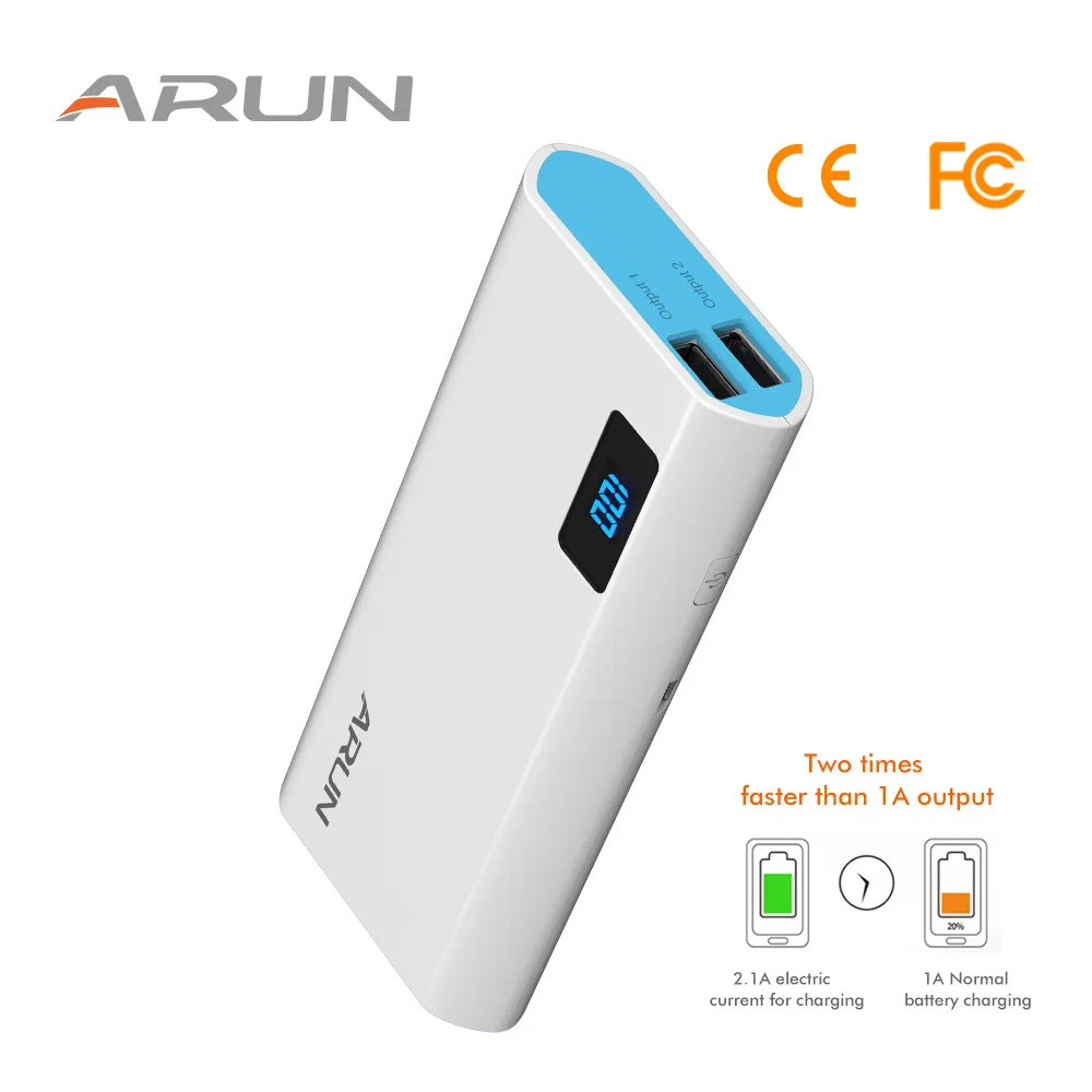 ARUN 10000mah Portable Charge for Phones Battery Cell Y50 Charging Charger Type C input External Battery