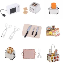 Новинка, микроволновая печь, еда, хлеб, кулинарная доска, нож, разделочный блок, ролевые игры, кухонные игрушки 1: 12 1:6, миниатюрные весы для кукольного дома