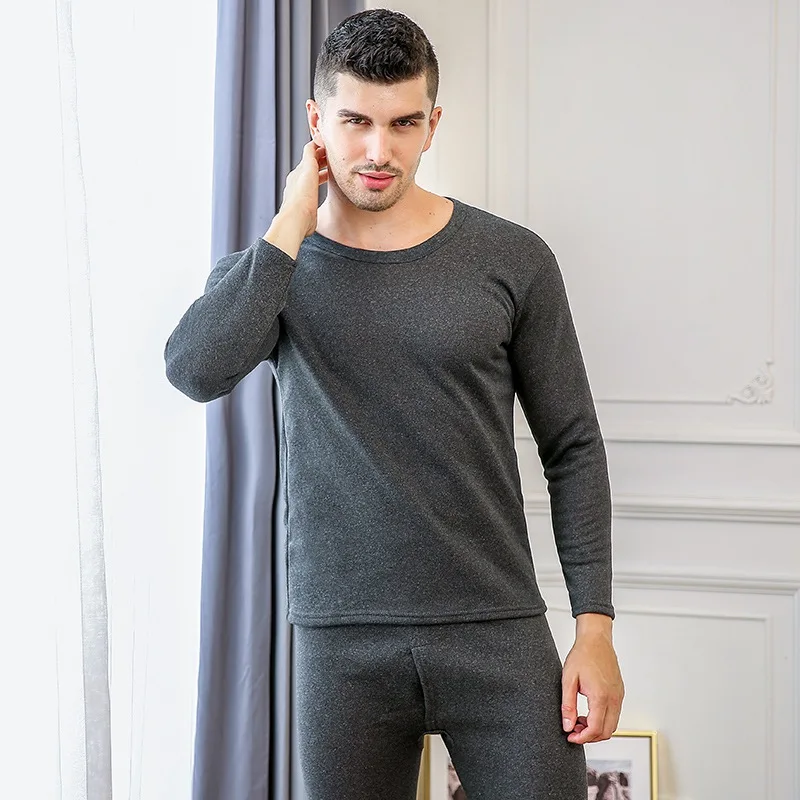 Мужские и женские теплые Многослойные бархатные плотные комплекты термобелья для зимней одежды пижамы термос длинные кальсоны термо нижнее белье X3 - Цвет: Male Dark Grey