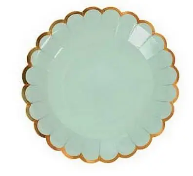 8 шт конфеты цвет ужин бумажные тарелки для вечеринок поставка фольга зубчатые цветные тарелки с золотой фольгой вечерние принадлежности Посуда CP060 - Цвет: 7inch green