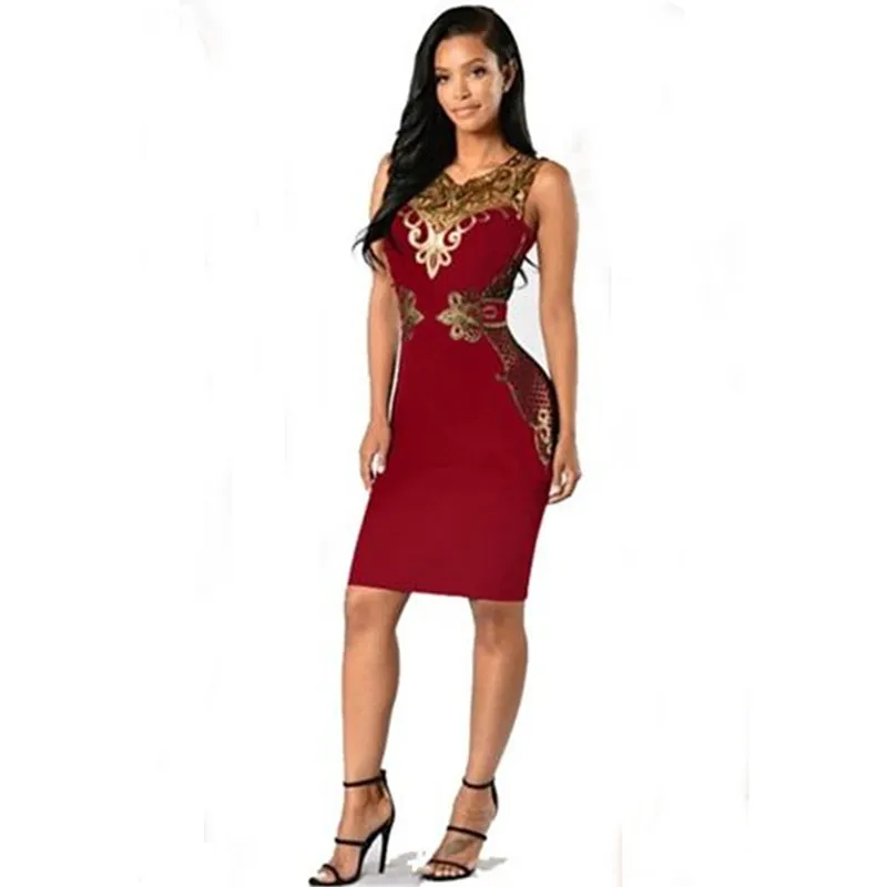 

Sexy women ladies summer clothes bodycon dress sleevless lace appliques hollow out party sexy casual zipper pencil dress