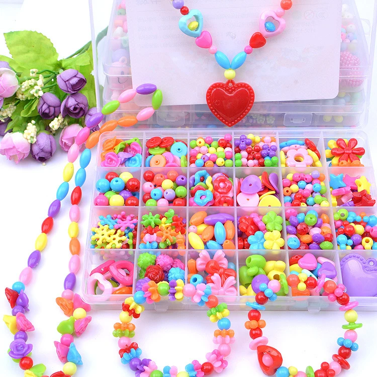 Plastic Acrylic Bead Kit Accessories DIY Bracelects Jewelry Making Toys Early Learning funny