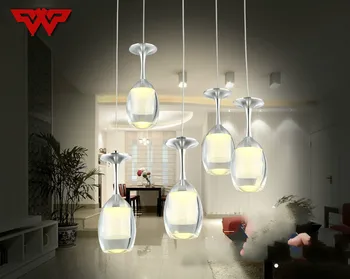 

Restaurant chandelier LED bar cafe milk tea shop lighting creative red wine glass chandelier modern Yakley chandelie