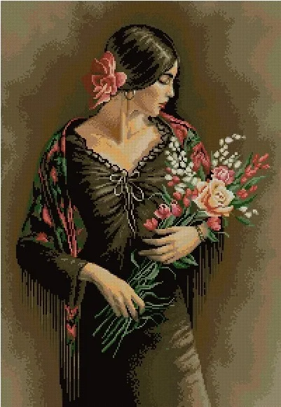 CS-1031 cross stitch kit flower girl lady woman Luca-S 473.jpg