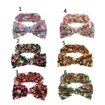 

6color toddler Floral Printed Headband Rope Elastic Hair Bands Hair Gum Clip kids infant baby Turban Hair Accessories haarbanden