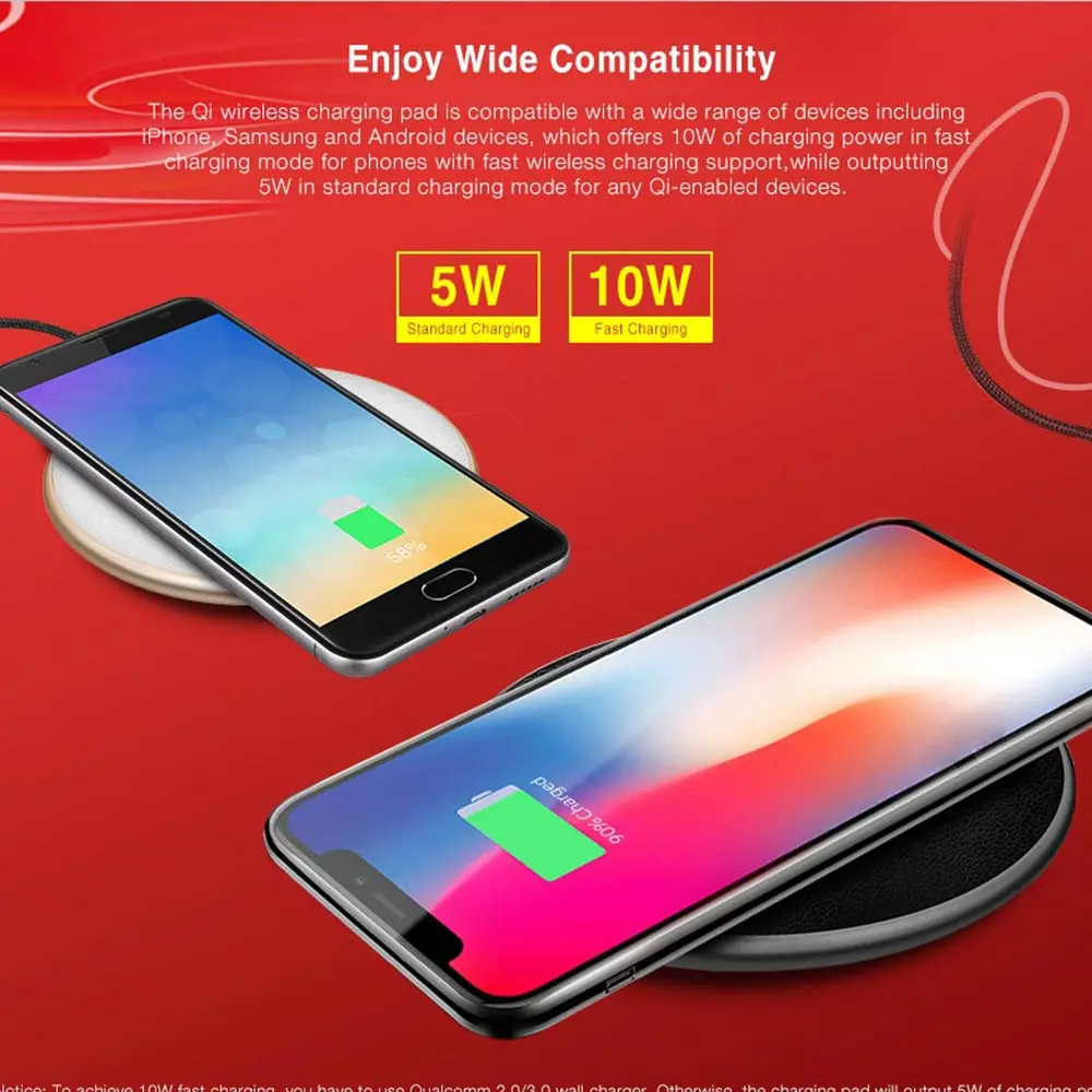Ulefone UF002 беспроводное быстрое зарядное устройство QI 10 Вт для ulefone power 5 armor x Samsung Galaxy