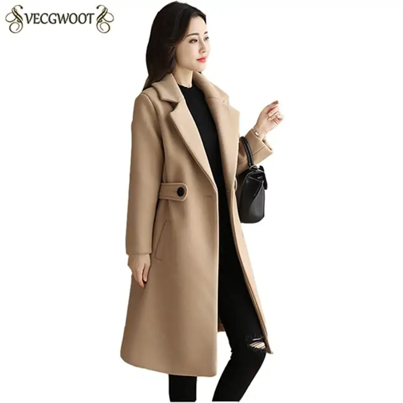 

New Autumn Winter Woolen Jacket Women Korean Slim Long Wool Coat High quality young Women Plus size Candy colors Overcoat PR311