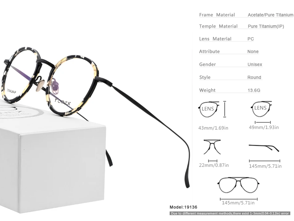 Ацетатная оправа для очков из чистого титана, мужские Ретро Винтажные круглые очки по рецепту, оптические оправы для близоруких, женские очки 9136