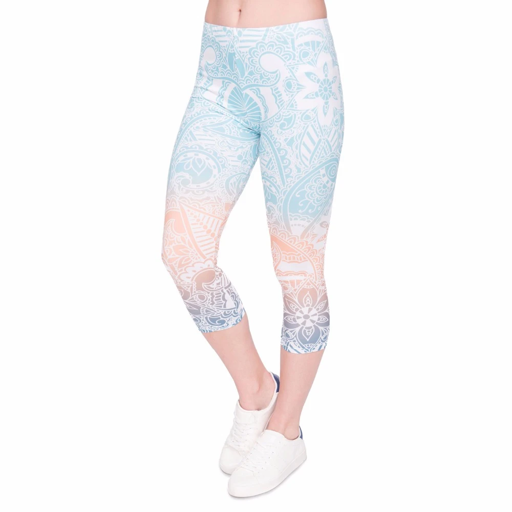 Summer Hot Sales Women Capri Leggings Mandala Mint Printing Sexy Mid-Calf 3/4 Trousers Movement Leggins Capri Pants Summer Hot Sales Women Capri Leggings Mandala Mint Printing Sexy Mid-Calf 3/4 Trousers Movement Leggins Capri Pants