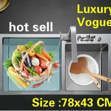 Квартира мыть овощи Кухня ручная раковина двойной паз 304 нержавеющая сталь Горячая vogue 780x430 мм