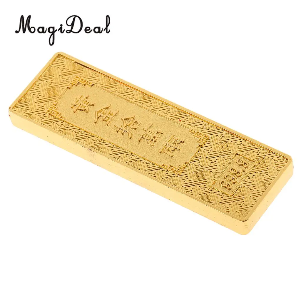 Chinese Feng Shui Lucky Fake Gold Bar Bullion Art Crafts Decoration with Box