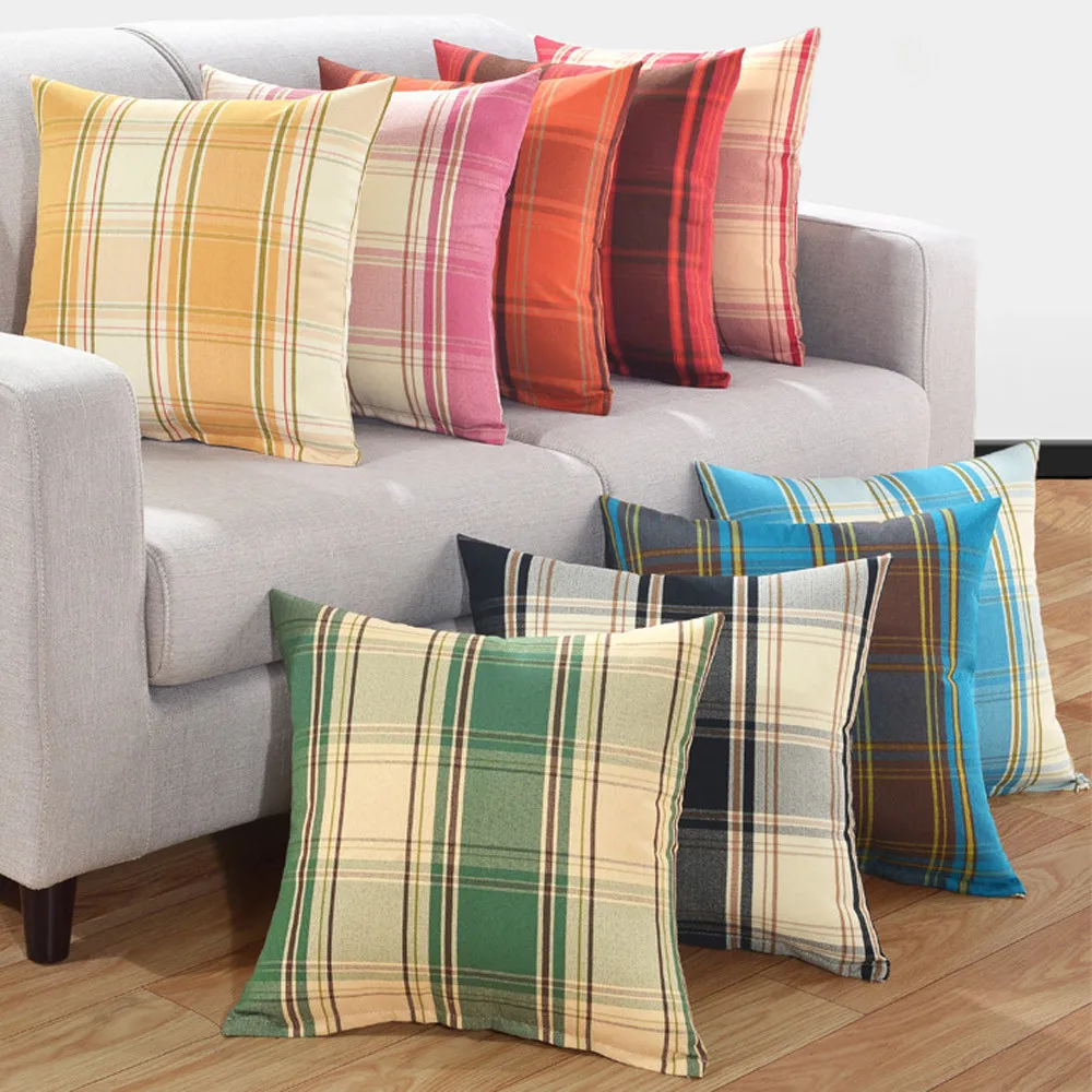 

Home pillowcases Multi-color linen Stripe Print Fashion Throw Pillow Cases Cafe Cover funda almohada