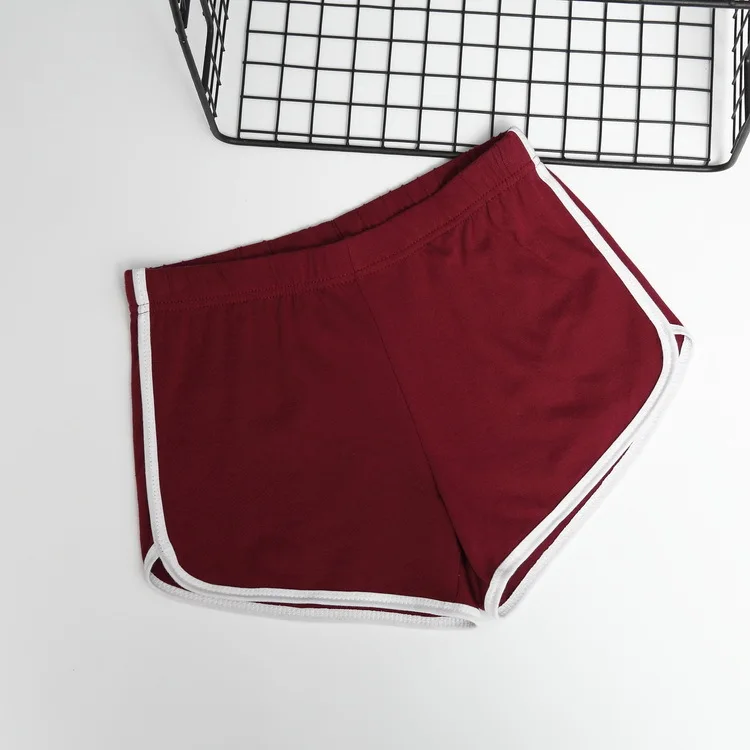 Wine red Shorts Женские спортивные шорты, летние новые Лоскутные Спортивные шорты с поясом облегающие короткие женские шорты для фитнеса и бега - Цвет: Wine red Shorts