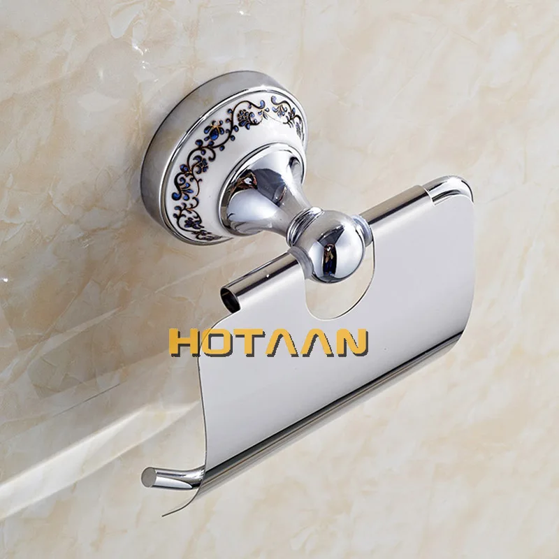 Hot Sale And Retail Promotion NEW Ceramic Chrome Brass Wall Mounted Toilet Paper Holder Waterproof Tissue Bar 11892