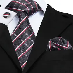 SN-1733 классический Для Мужчин's платных галстук мода набор черный, красный Галстуки для Для мужчин высокое качество Галстук Ханки Запонки
