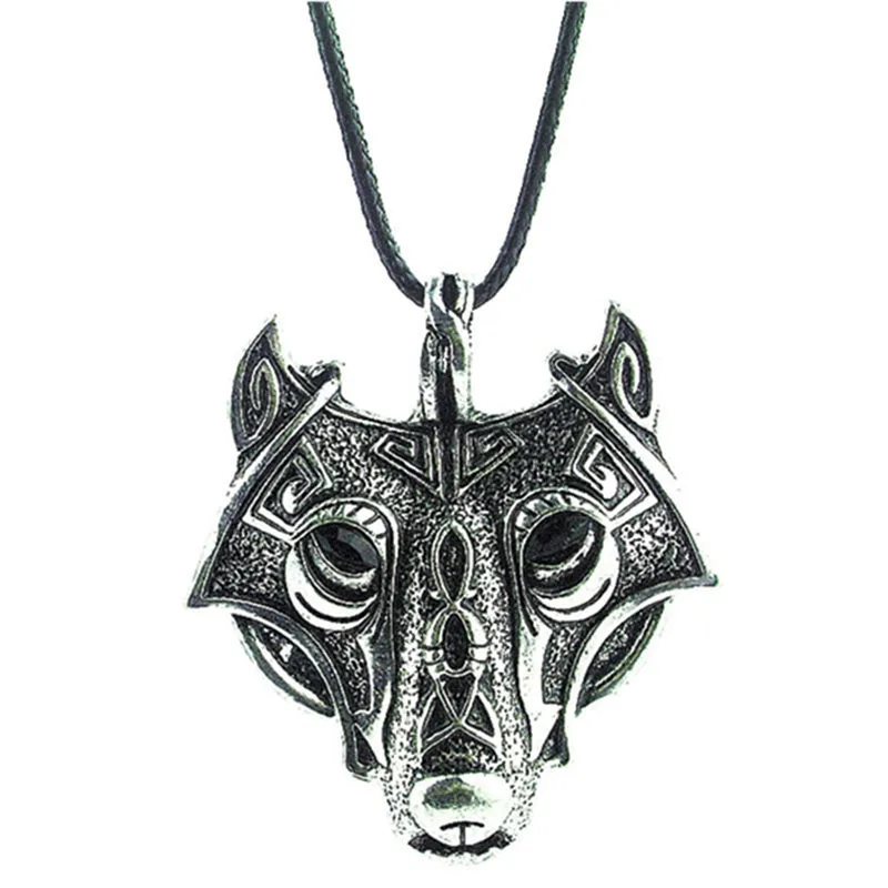 High Quality Alloy Wolf Head Necklace For Men Antique Silver Plated