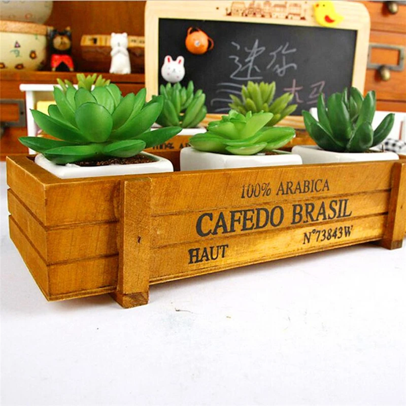

2018 New Creative Vintage Wooden Boxes Crates Flower Pot Kitchen Trinket Desktop Storage Case For multi-grown meat hot C0129