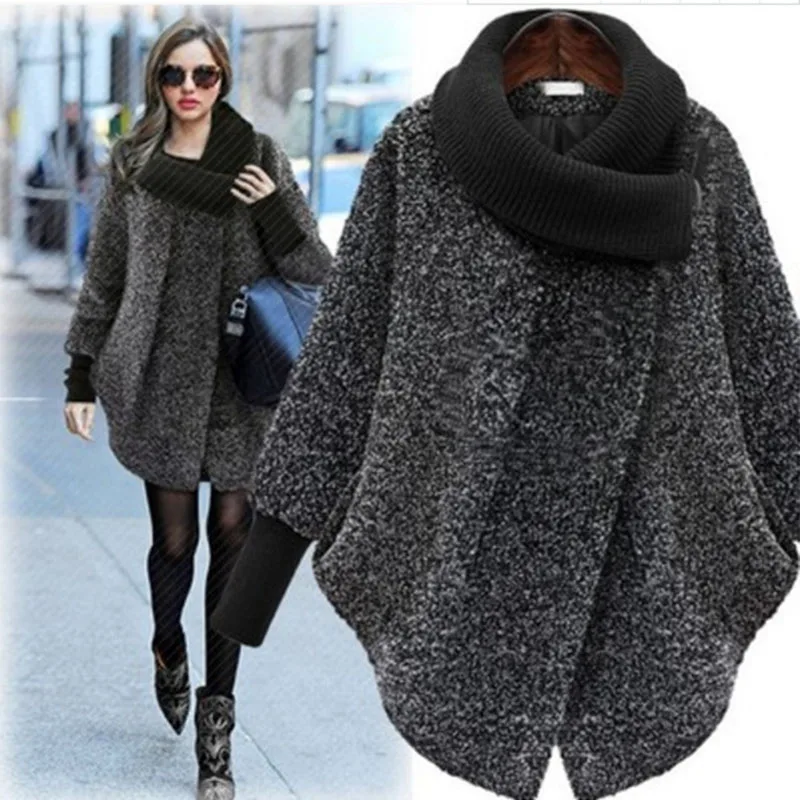 Manteau Solide Couleur Gray Vêtements Mode 5xl Lâche À Femmes Veste Longues Outwear Nouvelle Taille 2018 Hiver Plus Femme La Laine Manches fPqvxpwnR